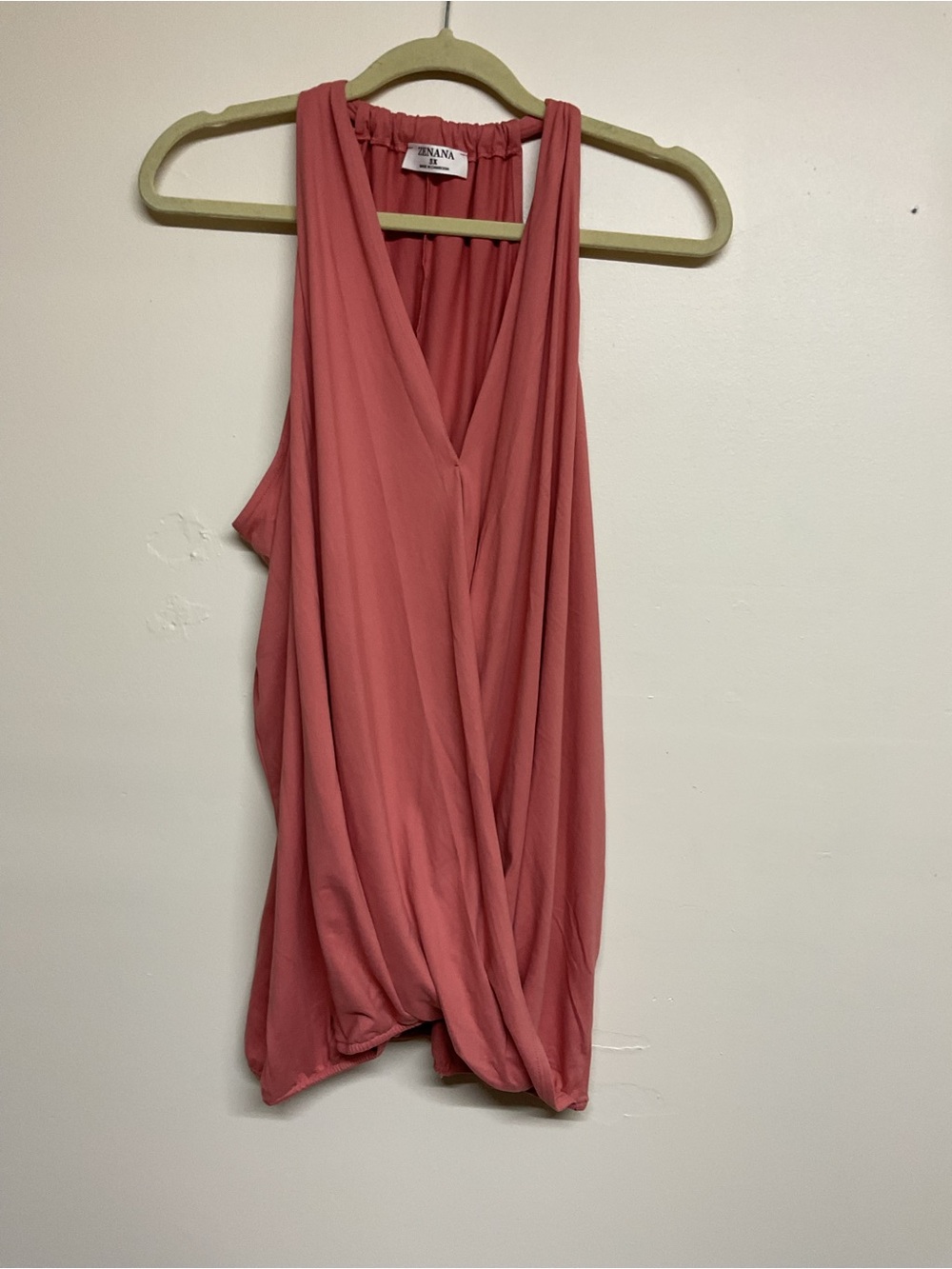 Zenana Outfitters Coral Pink Draped V-Neck Sleeveless Camisole